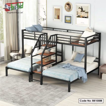 High Quality Twin Over Metal Triple Bunk Bed with Storage