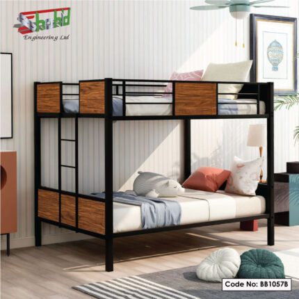 Modern Single Steel Bunk Bed With Safety Railing