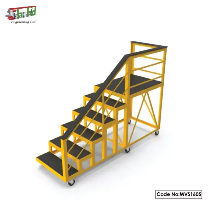 Moveable Staircase With Railing Heavy Duty Work Stairs Ladder | MVS1605 - Shahid Engineering Ltd