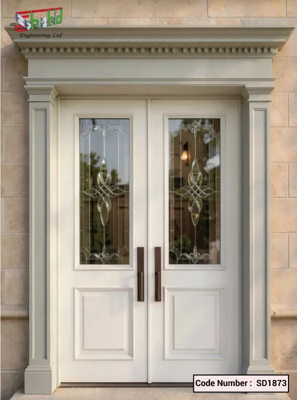03 White Front Door with Decorative Glass | SD1873 - Image 1